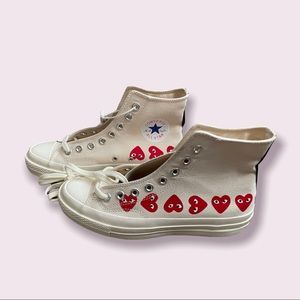 BNWT CONVERSE X COMME DES GARCONS PLAY ALL STAR CHUCK '70 HI "MULTI HEART"